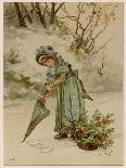 Girl Writes in Snow 1890-M Ellen Edwards-Framed Art Print