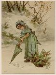 Girl Writes in Snow 1890-M Ellen Edwards-Art Print