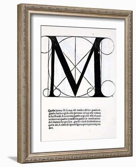 M, Illustration from 'Divina Proportione' by Luca Pacioli (C.1445-1517)-Leonardo da Vinci-Framed Giclee Print