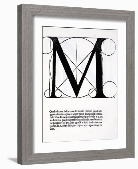 M, Illustration from 'Divina Proportione' by Luca Pacioli (C.1445-1517)-Leonardo da Vinci-Framed Giclee Print