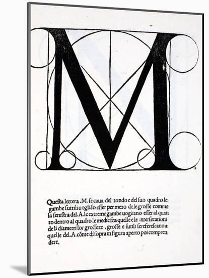 M, Illustration from 'Divina Proportione' by Luca Pacioli (C.1445-1517)-Leonardo da Vinci-Mounted Giclee Print