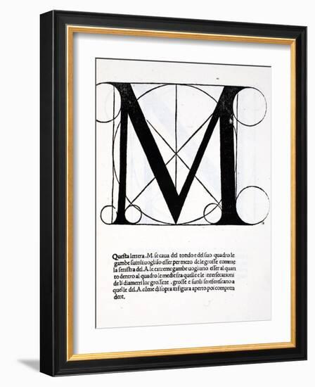 M, Illustration from 'Divina Proportione' by Luca Pacioli (C.1445-1517)-Leonardo da Vinci-Framed Giclee Print