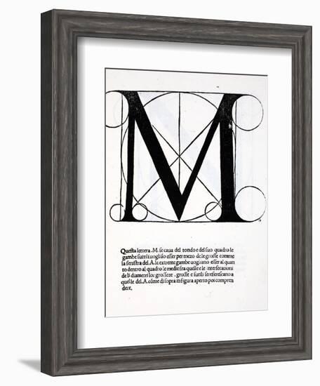 M, Illustration from 'Divina Proportione' by Luca Pacioli (C.1445-1517)-Leonardo da Vinci-Framed Giclee Print