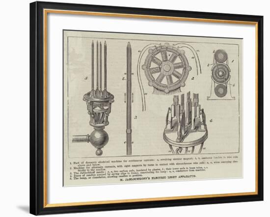 M Jablochkoff's Electric Light Apparatus-null-Framed Giclee Print