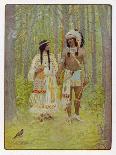 Hiawatha with His Bride Minnehaha Walking Hand in Hand-M. L. Kirk-Art Print