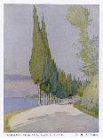 Row of Cypress Trees Edge the Path Near Salo Lake Garda-M. Mccrossan-Mounted Art Print