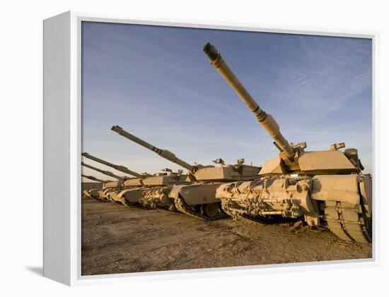 M1 Abrams Tanks at Camp Warhorse-Stocktrek Images-Framed Premier Image Canvas