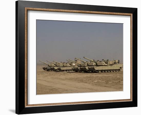 M1 Abrams Tanks at Camp Warhorse-Stocktrek Images-Framed Photographic Print