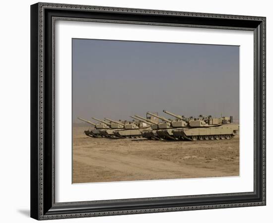 M1 Abrams Tanks at Camp Warhorse-Stocktrek Images-Framed Photographic Print