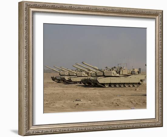 M1 Abrams Tanks at Camp Warhorse-Stocktrek Images-Framed Photographic Print