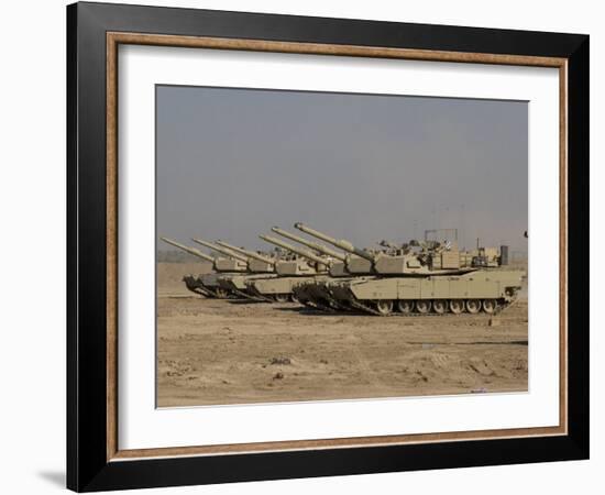 M1 Abrams Tanks at Camp Warhorse-Stocktrek Images-Framed Photographic Print