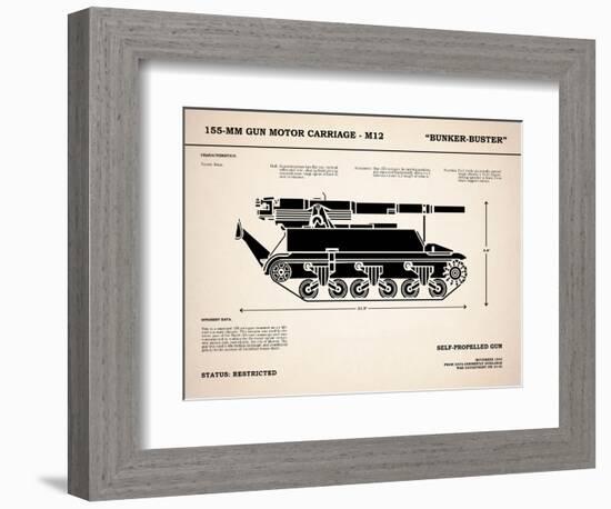 M12 Gun Carriage 155mm-Mark Rogan-Framed Premium Giclee Print