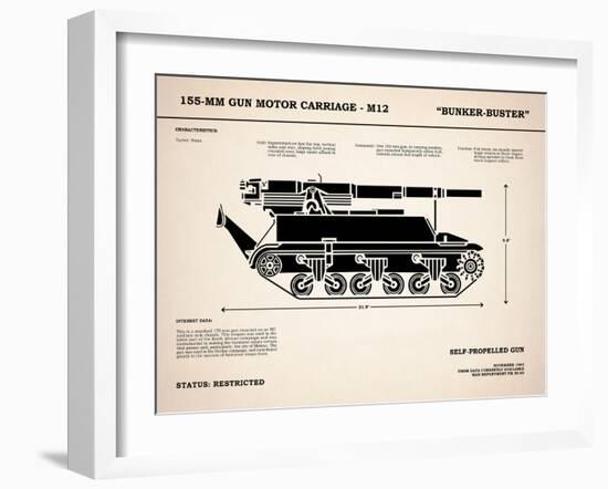 M12 Gun Carriage 155mm-Mark Rogan-Framed Art Print