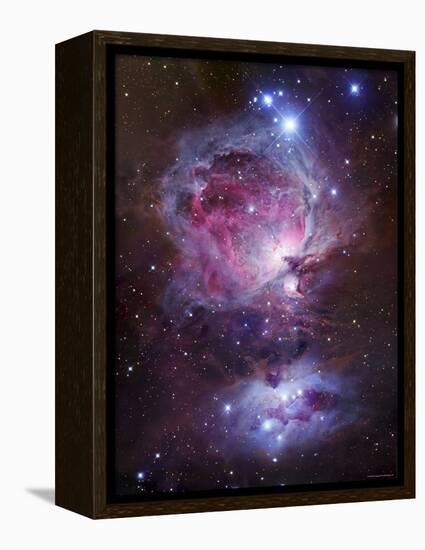 M42, the Orion Nebula (Top), and NGC 1977, a Reflection Nebula (Bottom)-Stocktrek Images-Framed Premier Image Canvas