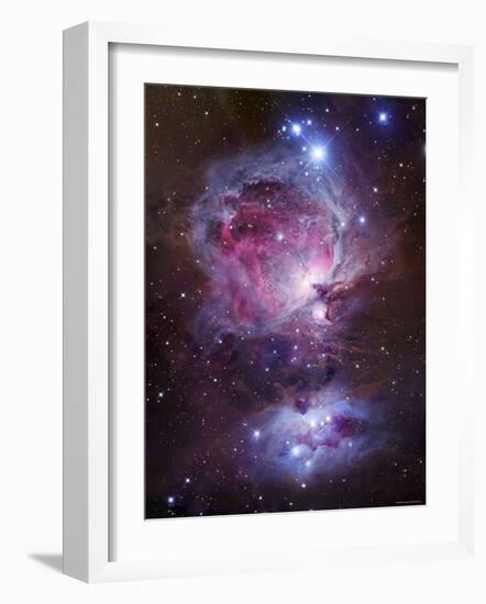 M42, the Orion Nebula (Top), and NGC 1977, a Reflection Nebula (Bottom)-Stocktrek Images-Framed Photographic Print