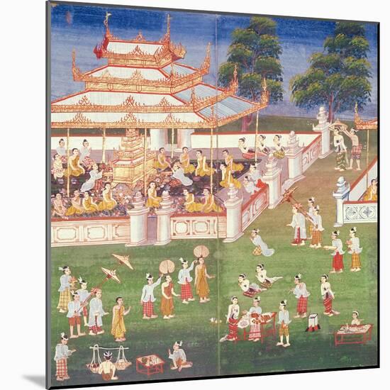 Ma 565 Monks at their Annual Meeting in June in Mandalay, from the Nimi Jataka, 1869-null-Mounted Giclee Print