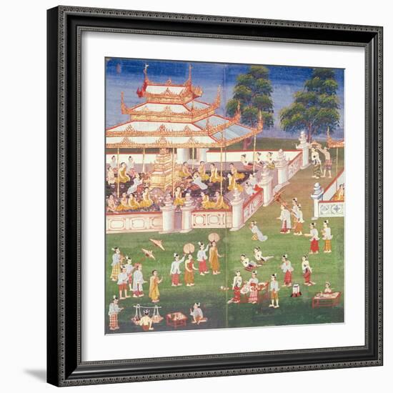 Ma 565 Monks at their Annual Meeting in June in Mandalay, from the Nimi Jataka, 1869-null-Framed Giclee Print