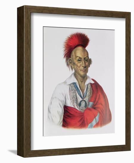 Ma-Ka-Tai-Me-She-Kia-Kiah or Black Hawk, a Sauk Brave, 1837, Illustration from 'The Indian Tribes…-Charles Bird King-Framed Giclee Print