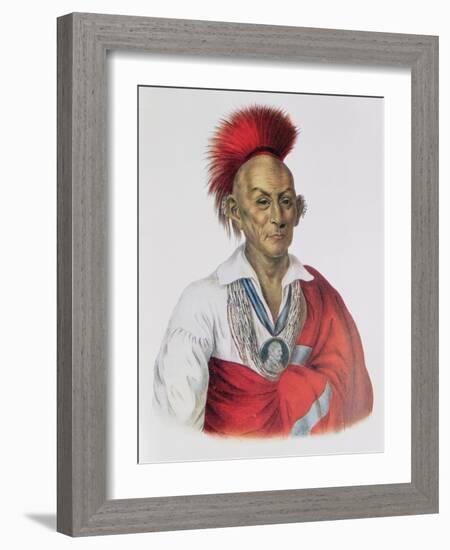 Ma-Ka-Tai-Me-She-Kia-Kiah or Black Hawk, a Sauk Brave, 1837, Illustration from 'The Indian Tribes…-Charles Bird King-Framed Giclee Print