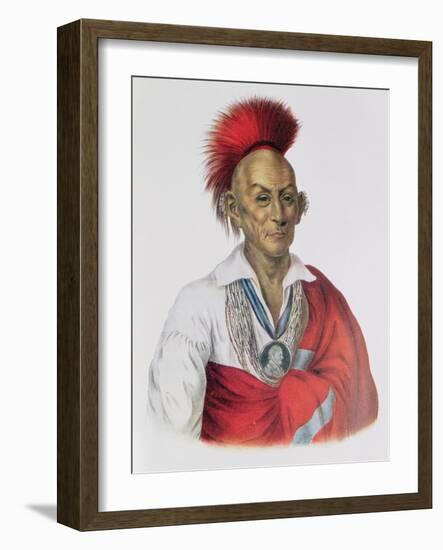 Ma-Ka-Tai-Me-She-Kia-Kiah or Black Hawk, a Sauk Brave, 1837, Illustration from 'The Indian Tribes…-Charles Bird King-Framed Giclee Print