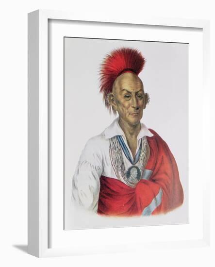 Ma-Ka-Tai-Me-She-Kia-Kiah or Black Hawk, a Sauk Brave, 1837, Illustration from 'The Indian Tribes…-Charles Bird King-Framed Giclee Print