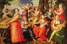 Apollo and the Muses (Oil on Wood)-Maarten de Vos-Framed Giclee Print