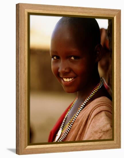 Maasai Girl, Masai Mara National Reserve, Kenya-Tom Cockrem-Framed Premier Image Canvas