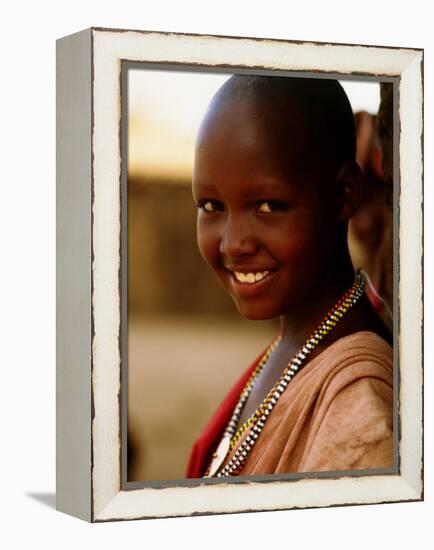 Maasai Girl, Masai Mara National Reserve, Kenya-Tom Cockrem-Framed Premier Image Canvas