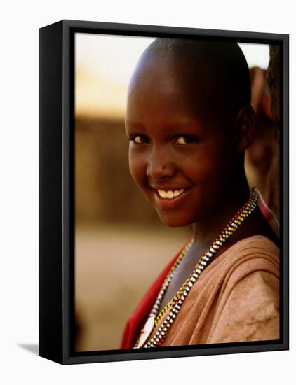 Maasai Girl, Masai Mara National Reserve, Kenya-Tom Cockrem-Framed Premier Image Canvas