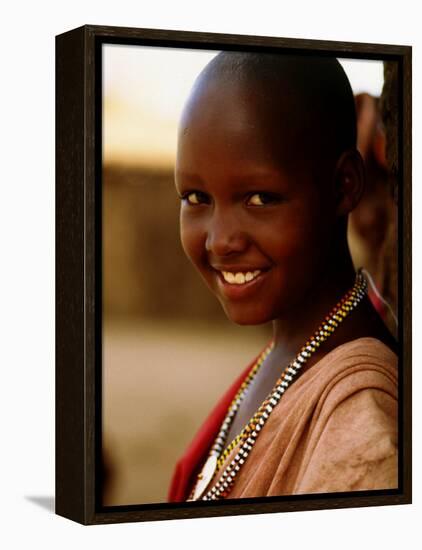 Maasai Girl, Masai Mara National Reserve, Kenya-Tom Cockrem-Framed Premier Image Canvas