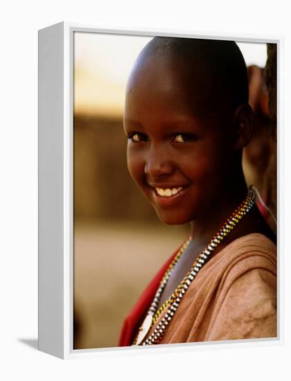 Maasai Girl, Masai Mara National Reserve, Kenya-Tom Cockrem-Framed Premier Image Canvas