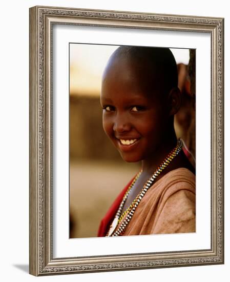 Maasai Girl, Masai Mara National Reserve, Kenya-Tom Cockrem-Framed Photographic Print