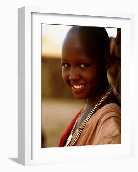 Maasai Girl, Masai Mara National Reserve, Kenya-Tom Cockrem-Framed Photographic Print