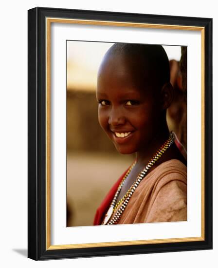 Maasai Girl, Masai Mara National Reserve, Kenya-Tom Cockrem-Framed Photographic Print