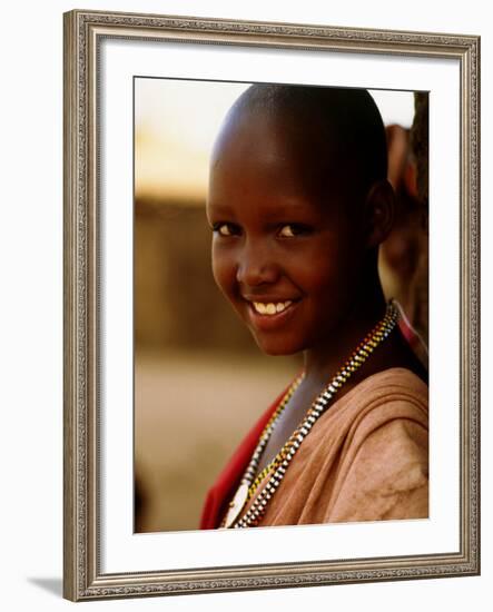 Maasai Girl, Masai Mara National Reserve, Kenya-Tom Cockrem-Framed Photographic Print