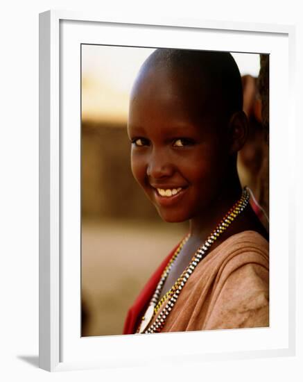 Maasai Girl, Masai Mara National Reserve, Kenya-Tom Cockrem-Framed Photographic Print