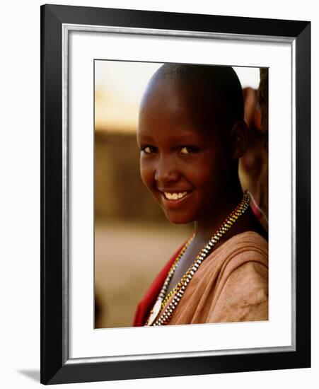 Maasai Girl, Masai Mara National Reserve, Kenya-Tom Cockrem-Framed Photographic Print