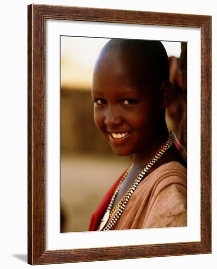 Maasai Girl, Masai Mara National Reserve, Kenya-Tom Cockrem-Framed Photographic Print