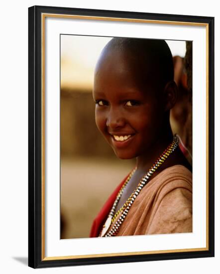 Maasai Girl, Masai Mara National Reserve, Kenya-Tom Cockrem-Framed Photographic Print