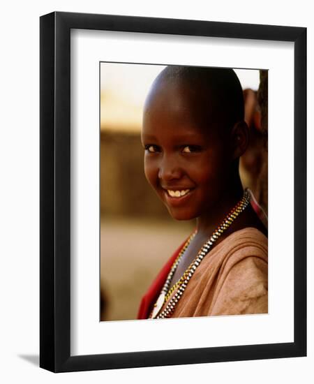 Maasai Girl, Masai Mara National Reserve, Kenya-Tom Cockrem-Framed Photographic Print