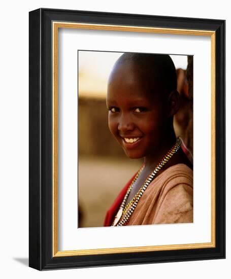 Maasai Girl, Masai Mara National Reserve, Kenya-Tom Cockrem-Framed Photographic Print