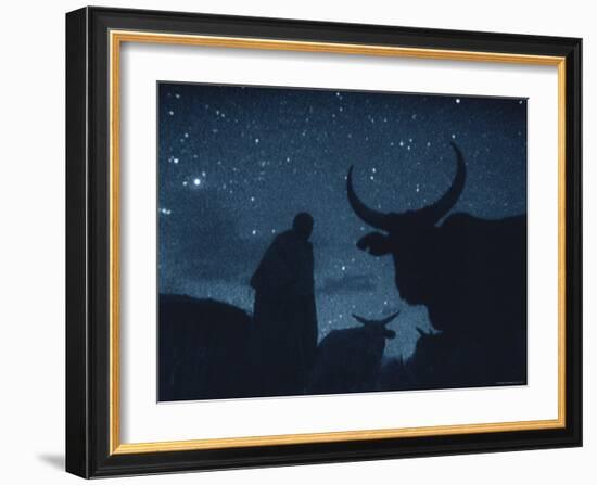 Maasai Herdsman, Serengeti National Park, Ngorongoro Conservation Area, Tanzania, East Africa-Martin Dohrn-Framed Photographic Print