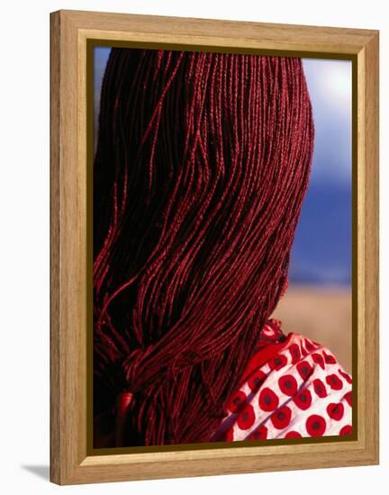 Maasai Warrior's Plaited Hair, Masai Mara National Reserve, Kenya-Tom Cockrem-Framed Premier Image Canvas