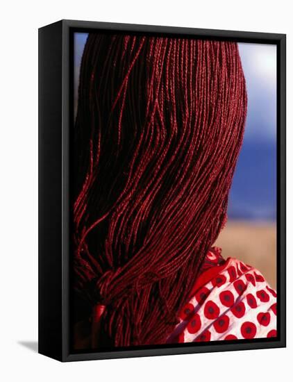 Maasai Warrior's Plaited Hair, Masai Mara National Reserve, Kenya-Tom Cockrem-Framed Premier Image Canvas