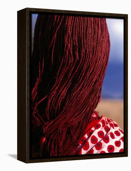 Maasai Warrior's Plaited Hair, Masai Mara National Reserve, Kenya-Tom Cockrem-Framed Premier Image Canvas