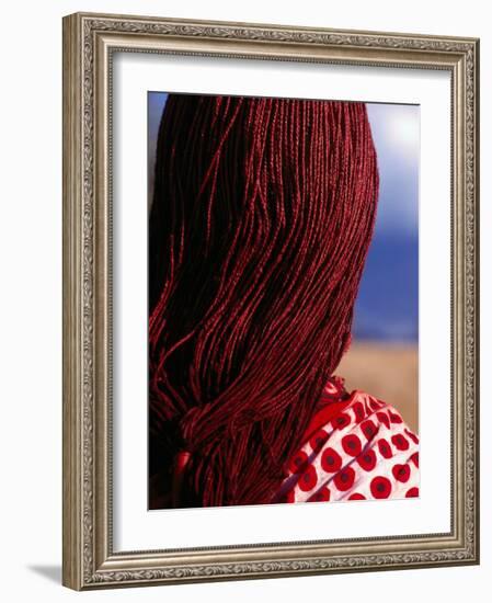 Maasai Warrior's Plaited Hair, Masai Mara National Reserve, Kenya-Tom Cockrem-Framed Photographic Print