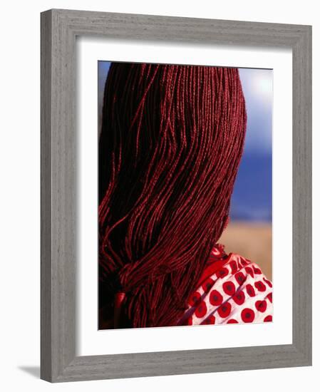 Maasai Warrior's Plaited Hair, Masai Mara National Reserve, Kenya-Tom Cockrem-Framed Photographic Print