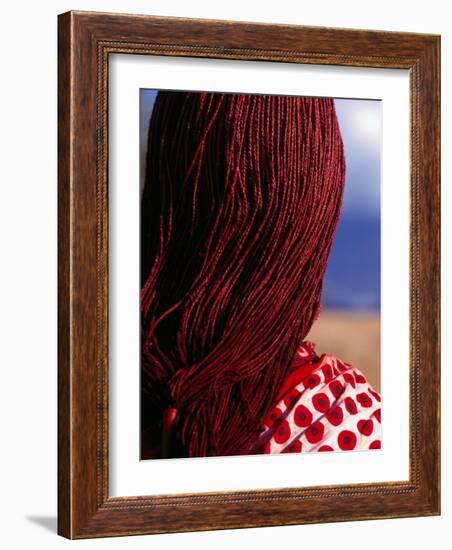 Maasai Warrior's Plaited Hair, Masai Mara National Reserve, Kenya-Tom Cockrem-Framed Photographic Print