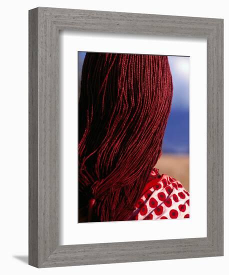 Maasai Warrior's Plaited Hair, Masai Mara National Reserve, Kenya-Tom Cockrem-Framed Photographic Print