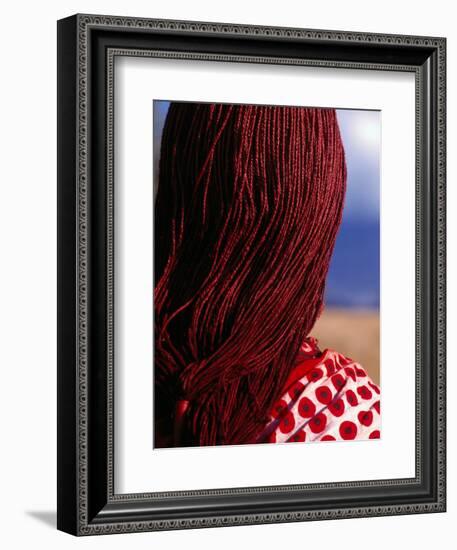 Maasai Warrior's Plaited Hair, Masai Mara National Reserve, Kenya-Tom Cockrem-Framed Photographic Print